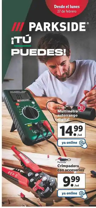 Lidl Parkside multímetro autorrango digital o crimpadora con accessorios oferta