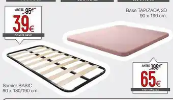Atrapamuebles Base tapizada 3d 90 x 190 cm somier basic 90 x 180 190 cm oferta