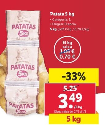 Lidl Patata 5 kg oferta
