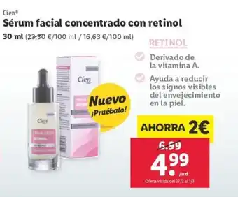 Lidl Sérum Facial Concentrado Con Retinol oferta