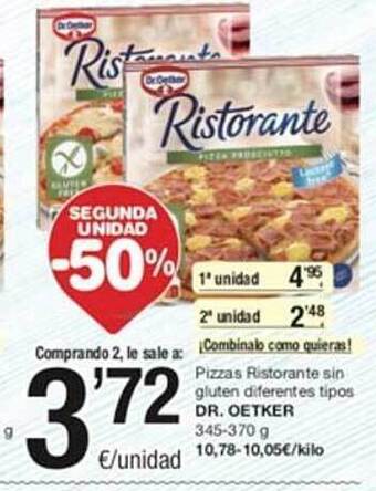 SPAR Pizzas ristorante sin gluten diferentes tipos dr. oetker oferta