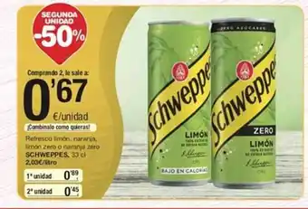 SPAR Refresco limón, naranja, zero schweppes oferta