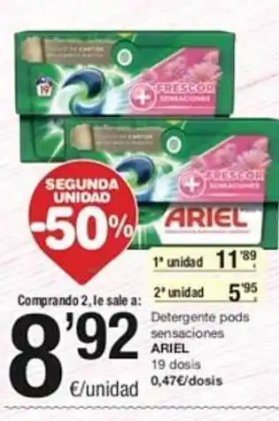 SPAR Detergente pods sensaciones ariel oferta