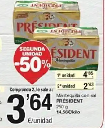 SPAR Mantequilla con sal président oferta
