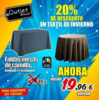 Outlet Hogar Outlet hogar faldas mesas de camilla. redonda o rectangular desde más medidas en tienda 20% de descuento en textil de i oferta