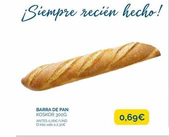 Supermercados La Despensa Barra de pan koskor oferta