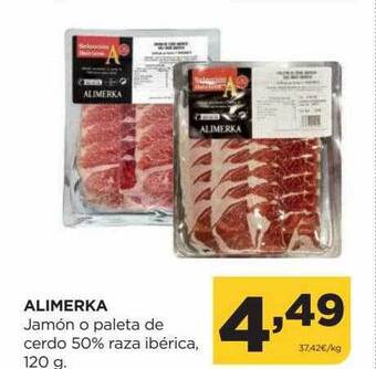 Alimerka Alimerka jamón o paleta de cerdo 50% ibérica oferta