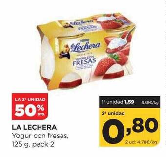 Alimerka La 2a unidad 50% dto la lechera yogur con fresas oferta