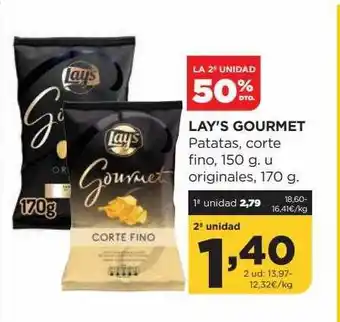 Alimerka La 2a unidad 50% dto lay's gourmet patatas, corte fino u originales oferta