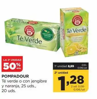 Alimerka La 2a unidad 50% dto pompadour té verde o con jengibre y naranja oferta