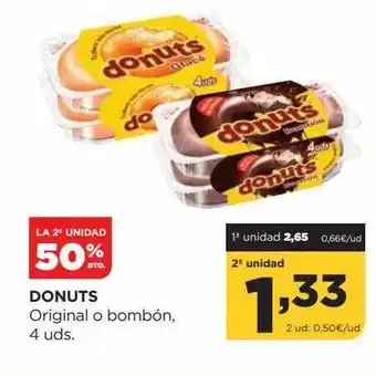 Alimerka La 2a unidad 50% dto donuts original o bombón oferta