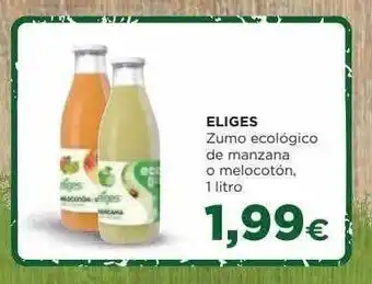 Alimerka Eliges zumo ecológico de manzana o melocotón oferta