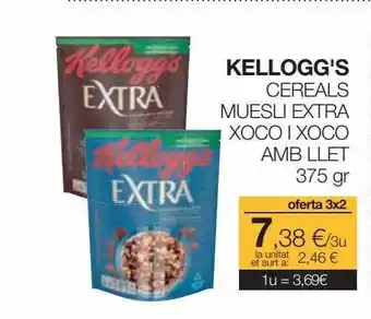 Plusfresc Kellogg's cereals muesli extra xoco i xoco amb llet oferta
