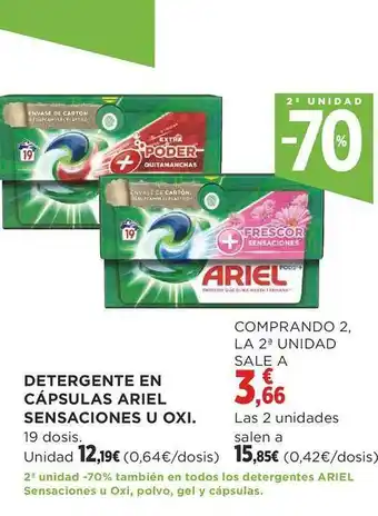 Supercor 2a unidad -70% detergente en cápsulas ariel sensaciones u oxi oferta