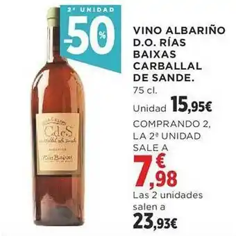 Supercor 2a unidad -50% vino albariño d.o. rías baixas carballal de sande oferta