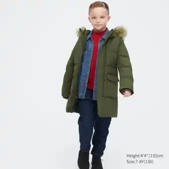Uniqlo Abrigo acolchado cálido capucha largo niños oferta