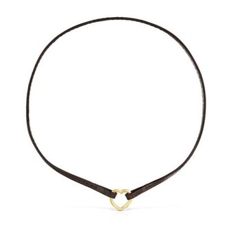 Tous Collar corazón de oro y cuero marrón hold oferta