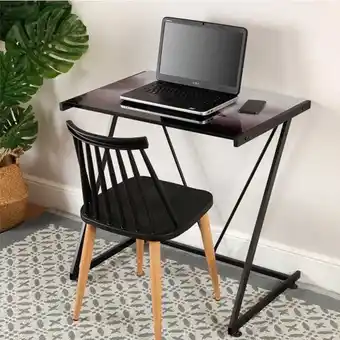 Embargos a lo bestia Escritorio lago tablero de cristal estampado negro 76x76x51 cm oferta