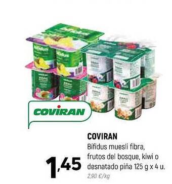 Coviran Bifidus muesli fibra, frutos del bosque, kiwi o desnatado piña oferta