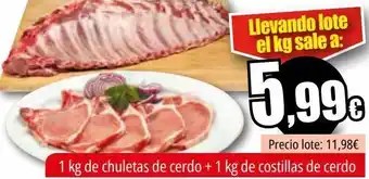 Unide Market 1 kg de chuletas de cerdo + 1 kg de costillas de cerdo oferta