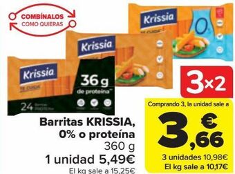 Carrefour Barritas krissia, 0% o proteína oferta