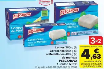 Carrefour Lomos, corazones o medallones de merluza pesanova oferta