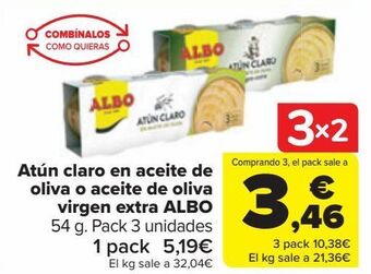 Carrefour Atún claro en aceite de oliva o aceite de oliva virgen extra albo oferta