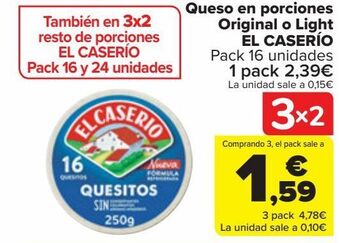 Carrefour Queso en porciones original o light el caserio oferta