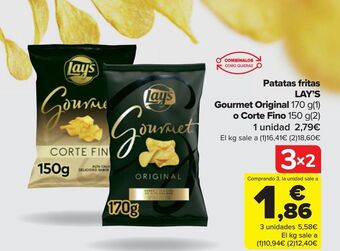 Carrefour Patatas fritas lay's gourmet original o corte fino oferta