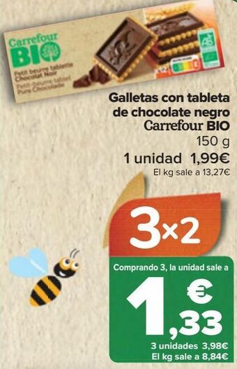 Carrefour Galletas con tableta de chocolate negro carrefour bio oferta
