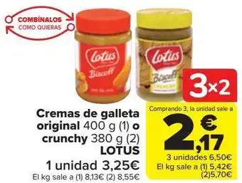 Carrefour Cremas de galleta original o crunchy lotus oferta