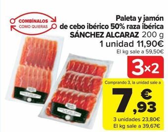 Carrefour Paleta y jamón de cebo ibérico 50% raza ibérica sánchez alcaraz oferta