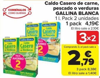 Carrefour Caldo casero de carne, pescado o verduras gallina blanca oferta