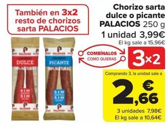 Carrefour Chorizo sarta dulce o picante palacios oferta