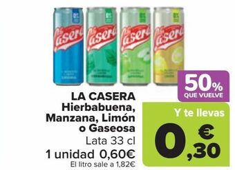 Carrefour La casera hierbabuena, manzana, limón o gaseosa oferta