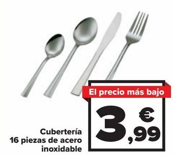 Carrefour Cubertería 16 piezas de acero inoxidable oferta