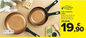 Carrefour Lote 3 sartenes cobre san ignacio oferta