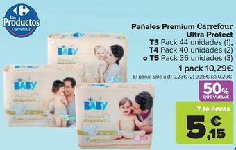 Carrefour Pañales premium carrefour ultra protect t3, t4 o t5 oferta