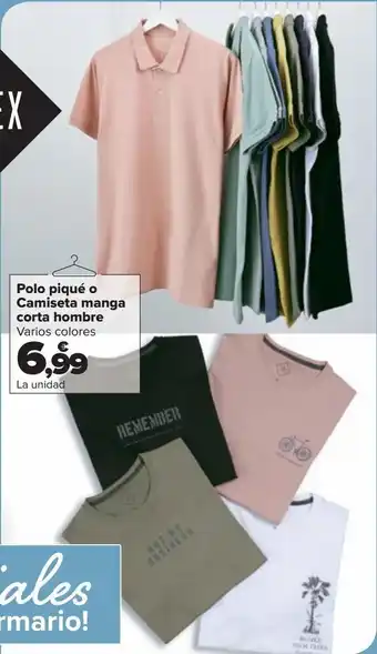 Carrefour Polo piqué o camiseta manga corta hombre oferta