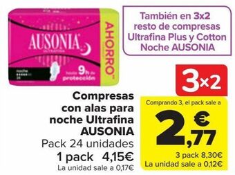Carrefour Compresas con alas para noche ultrafina ausonia oferta