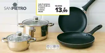 Carrefour Lote 2 sartenes 22 y 28 cm o batería 4 piezas modik oferta