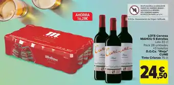 Carrefour Lote cerveza mahou 5 estrellas d.o.ca. ''rioja'' cune tinto crianza oferta