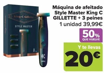 Carrefour Máquina de afeitado style master king c gillette + 3 peines oferta