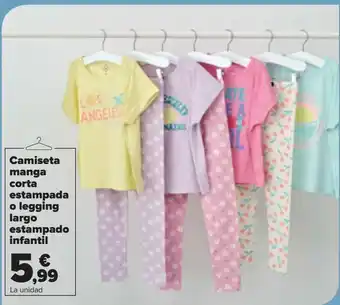 Carrefour Camiseta manga corta estampada o legging largo estampado infantil oferta