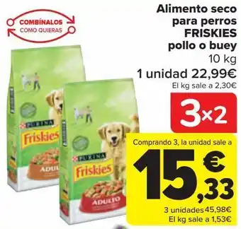 Carrefour Alimento seco para perros friskies pollo o buey oferta