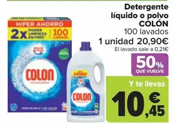 Carrefour Detergente líquido o polvo colón oferta