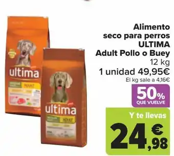 Carrefour Alimento seco para perros ultima adult pollo o buey oferta