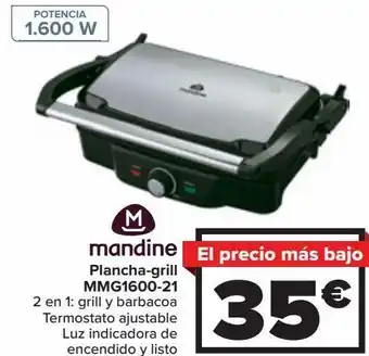 Carrefour Mandine plancha-grill mmg1600-21 oferta
