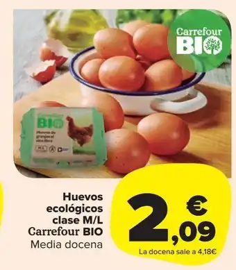 Carrefour Market Huevos ecológicos clase m/l carrefour bio media docena oferta