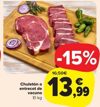 Carrefour Market Chuletón o entrecot de vacuno , el kg oferta